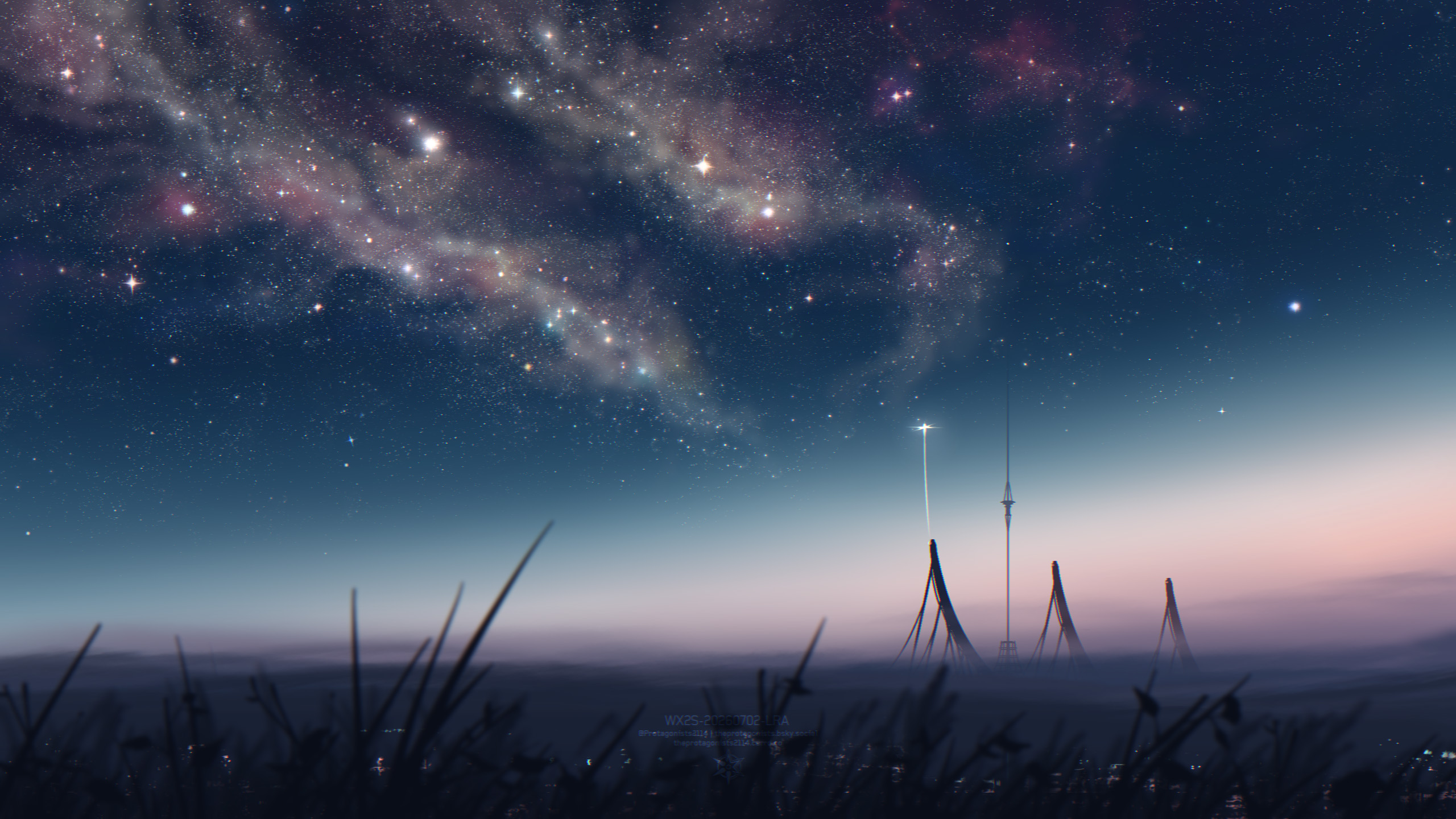 星空,旷野,晚霞